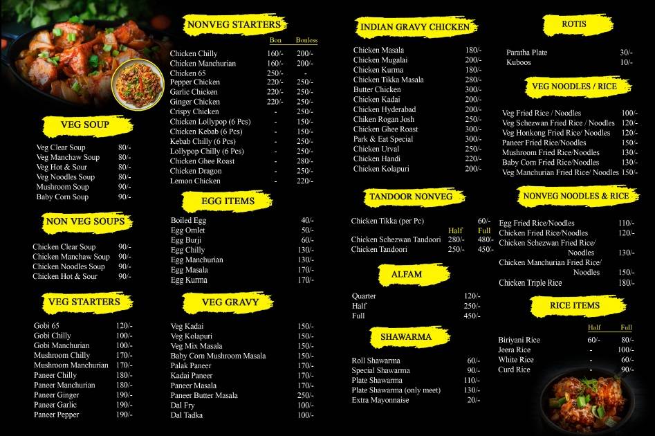 Park 'N' Eat Food Junction menu