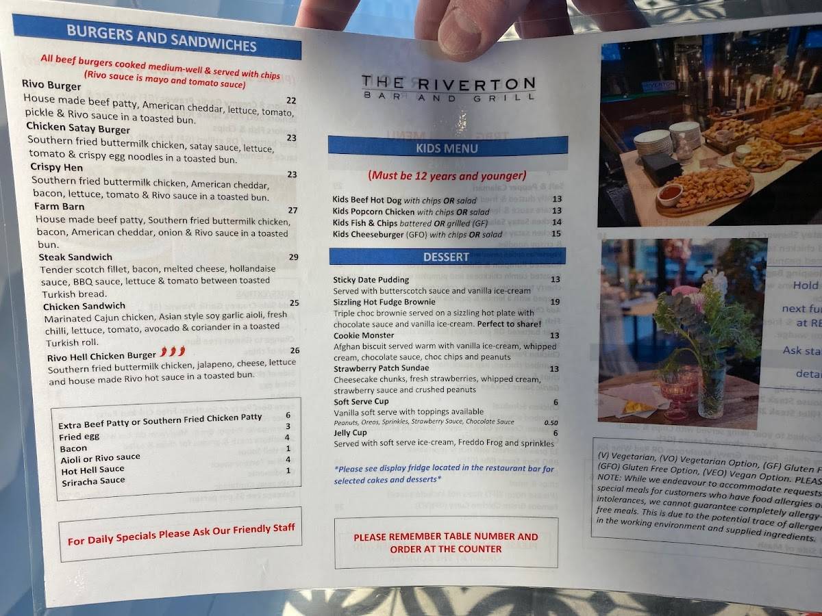 Menu at The Riverton Bar and Grill, Riverton