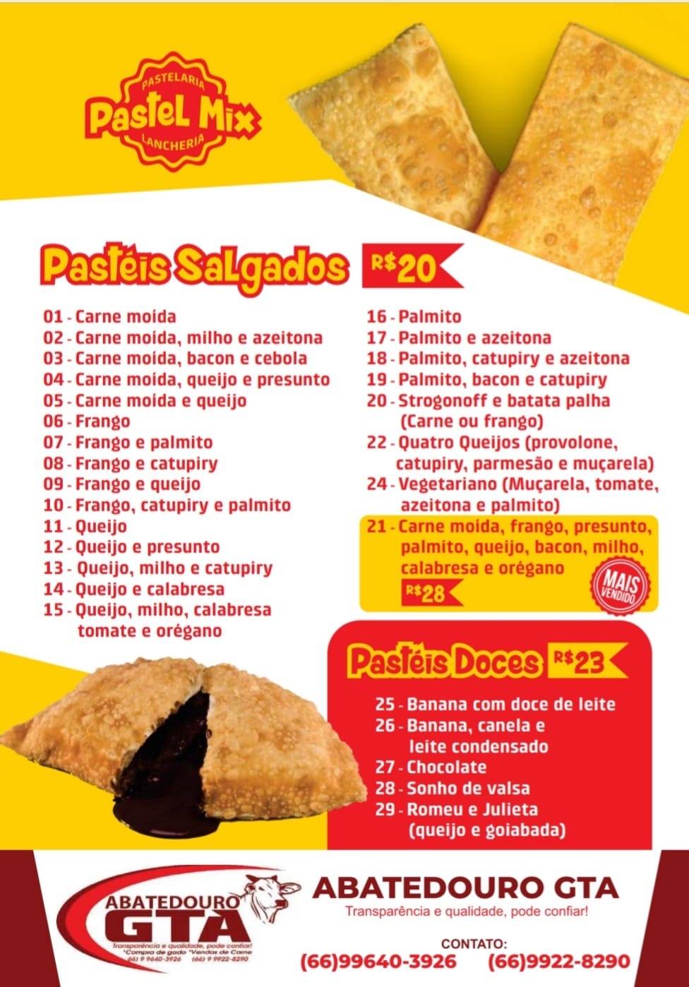 Pastel Mix cardápio