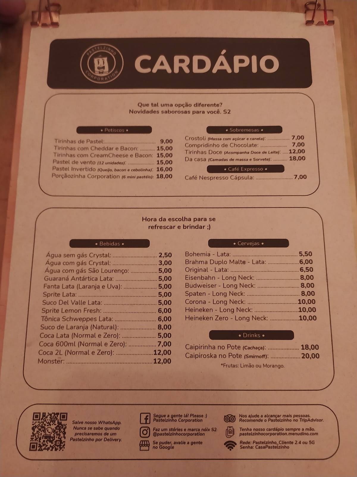 Pastelzinho Corporation cardápio