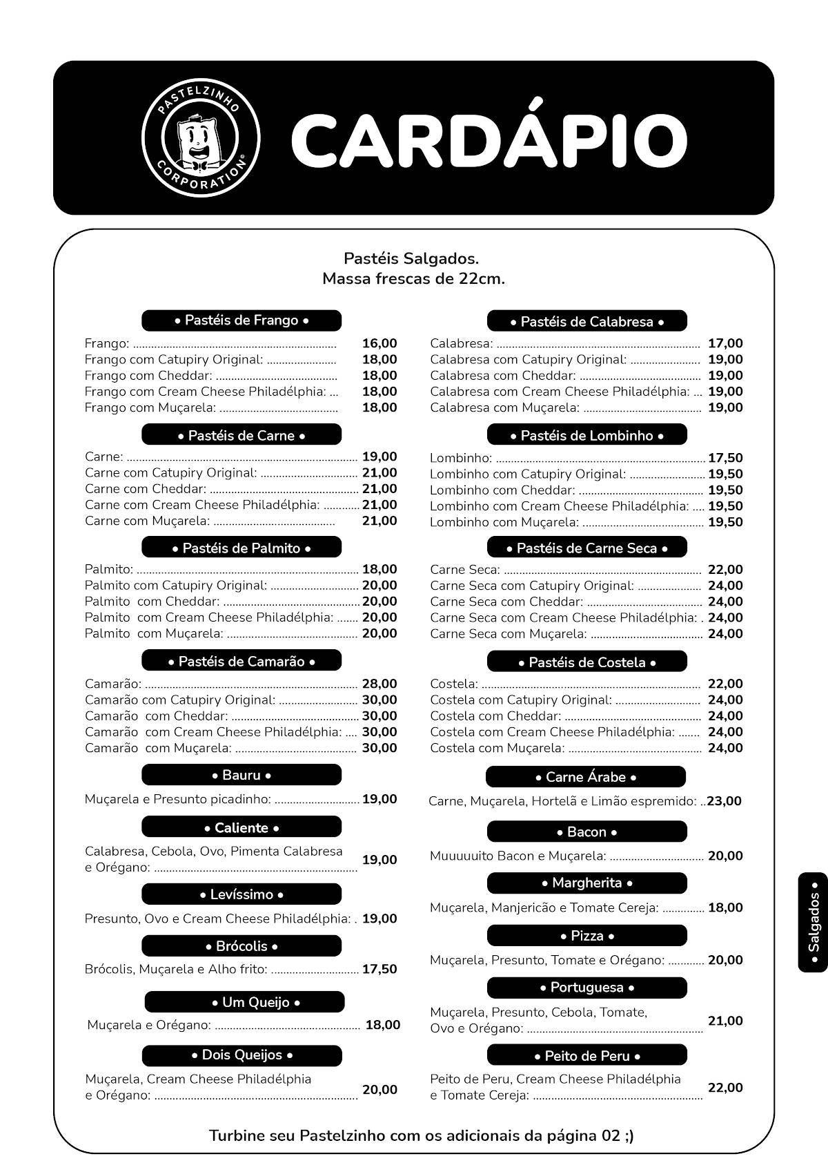 Pastelzinho Corporation cardápio