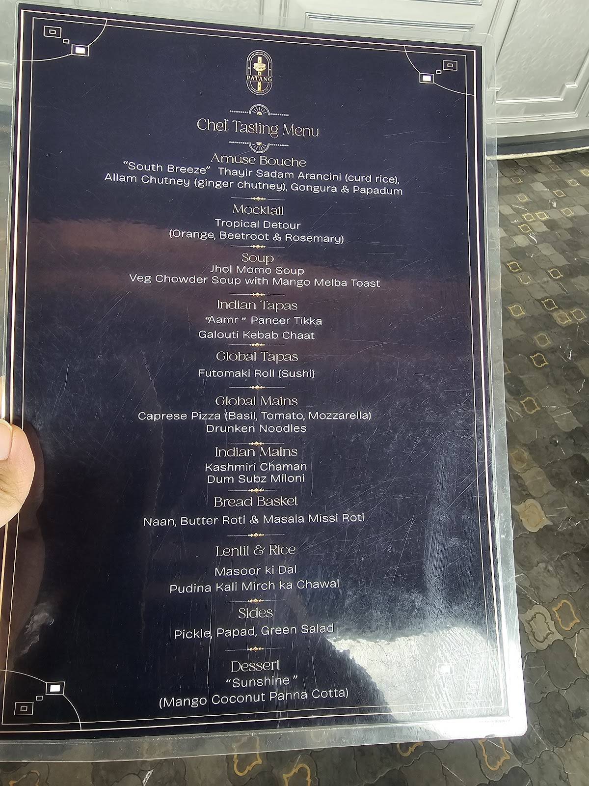Patang Re-Evolve menu