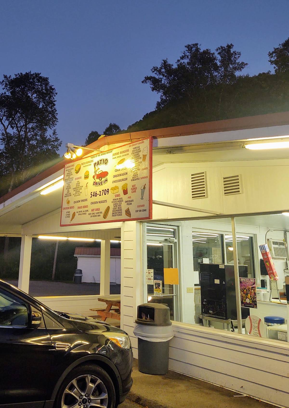 Menu at Patio DriveIn restaurant, Pennington Gap, Veterans Memorial Hwy