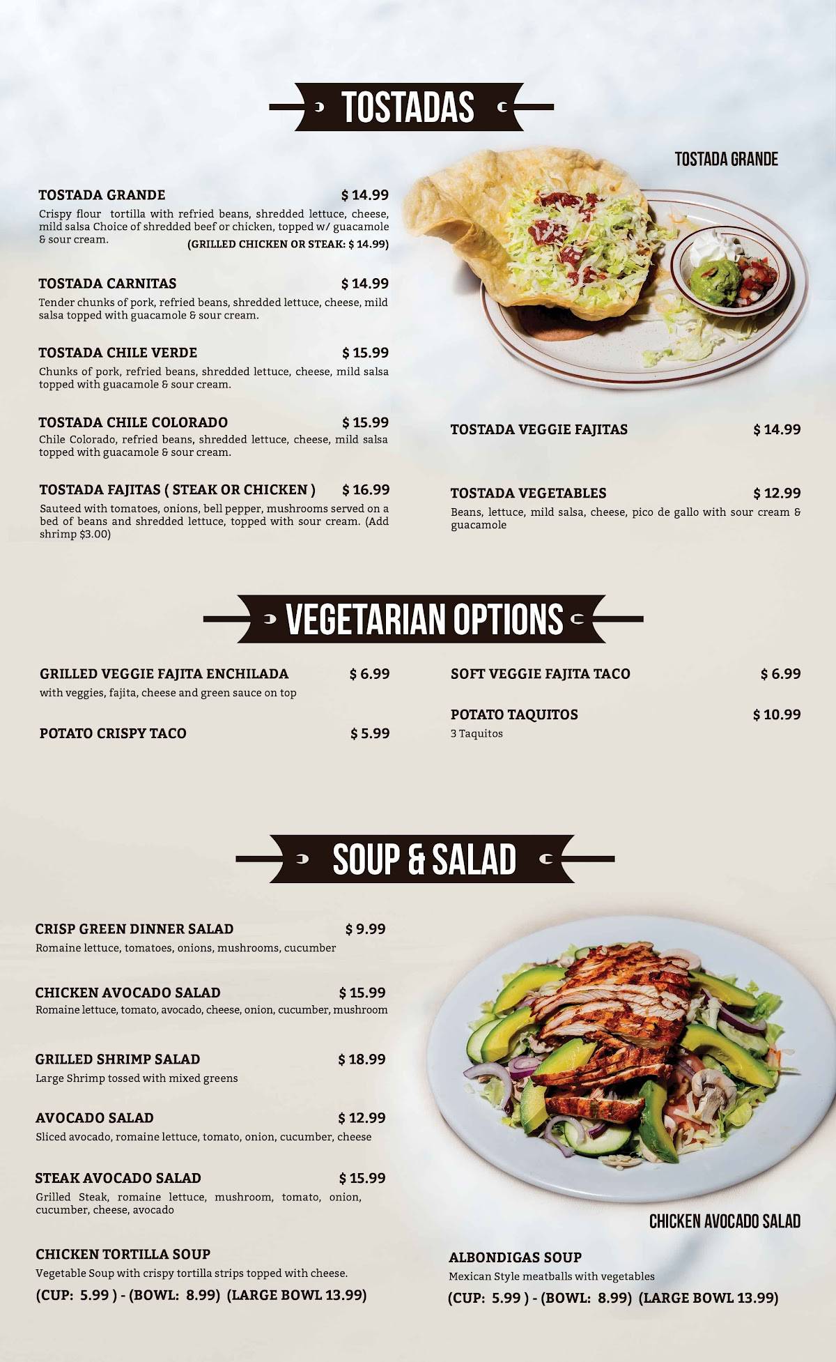 Menu at Patron Mexican Bar & Grill, Thousand Oaks, E Thousand Oaks Blvd