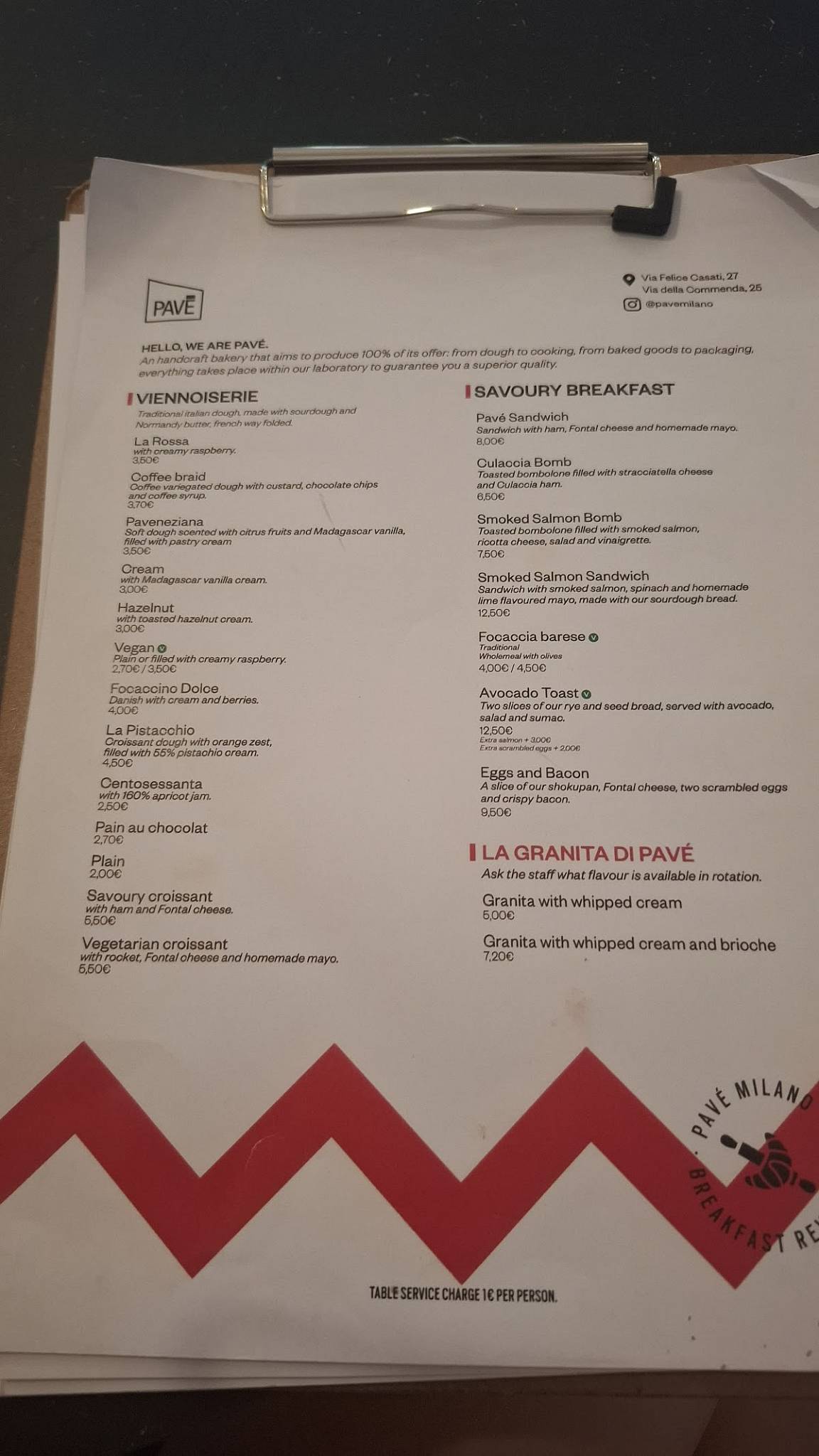 Menu di Pavé 
