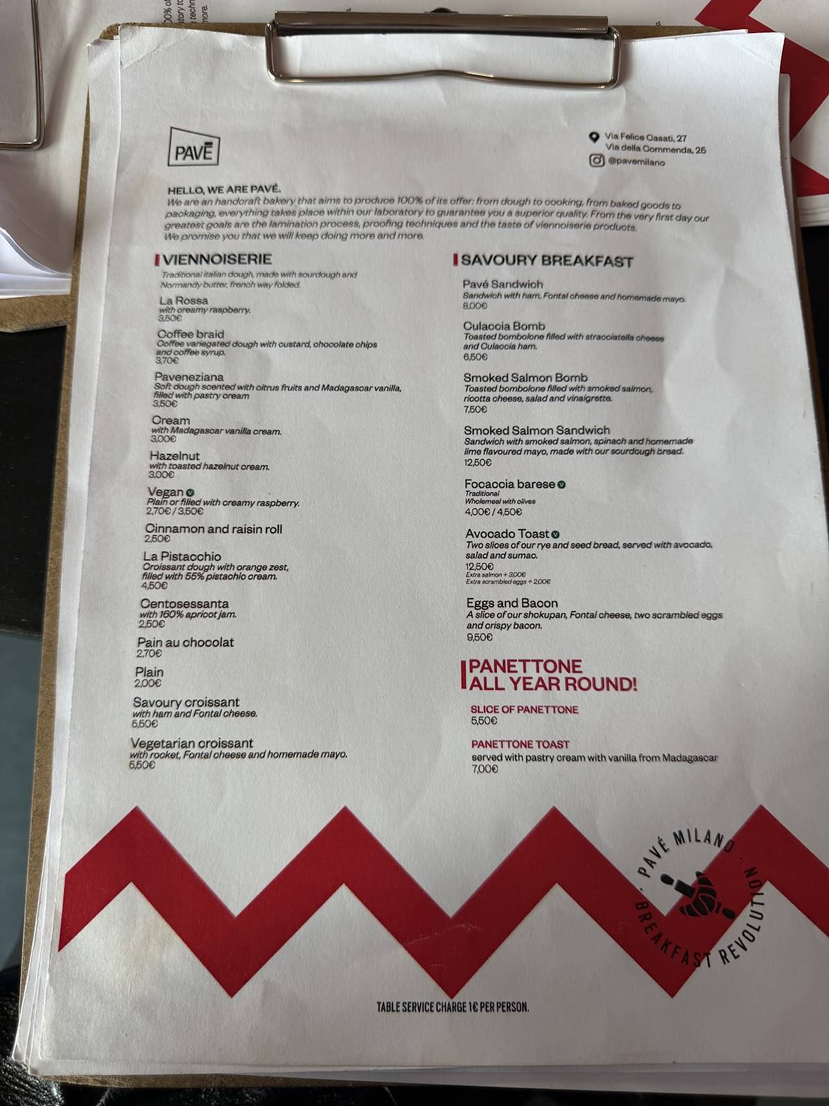 Menu di Pavé 