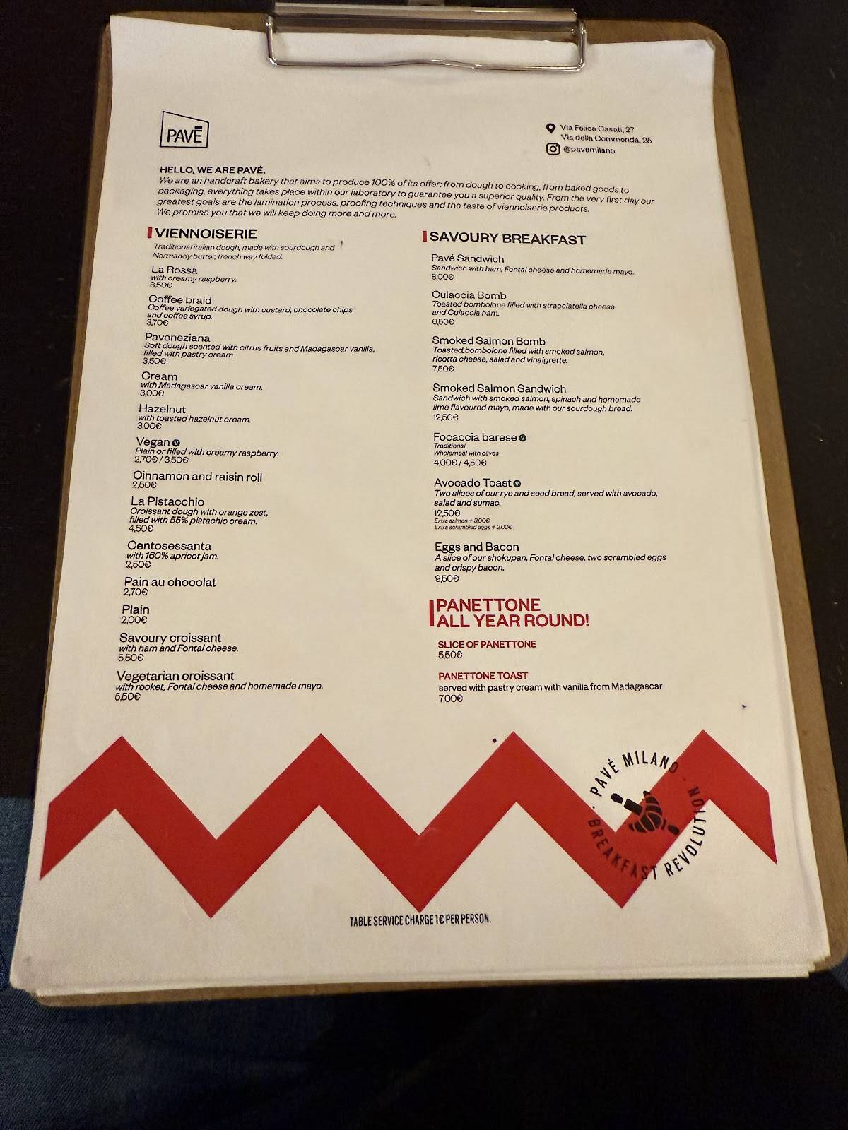 Menu di Pavé 