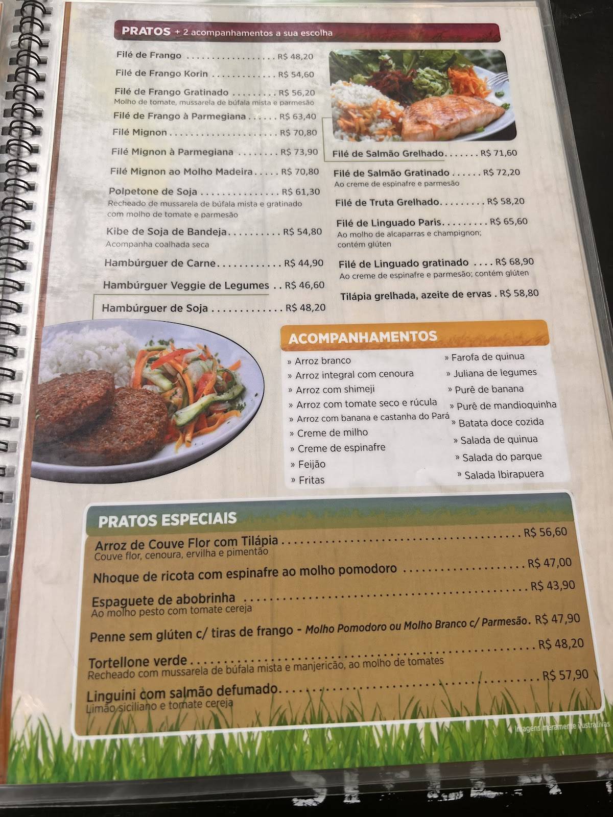 Pé no Parque cardápio