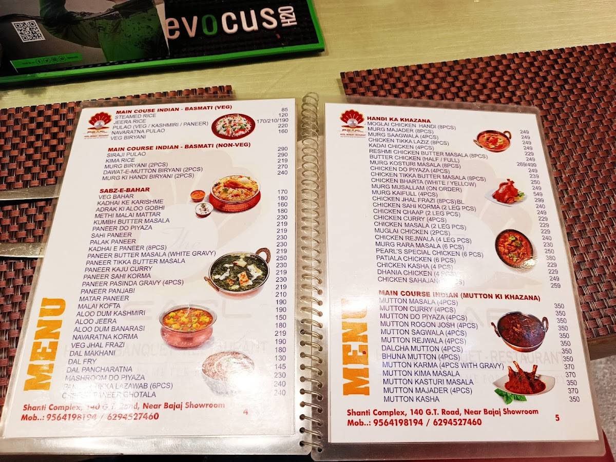 Pearl Restaurant menu