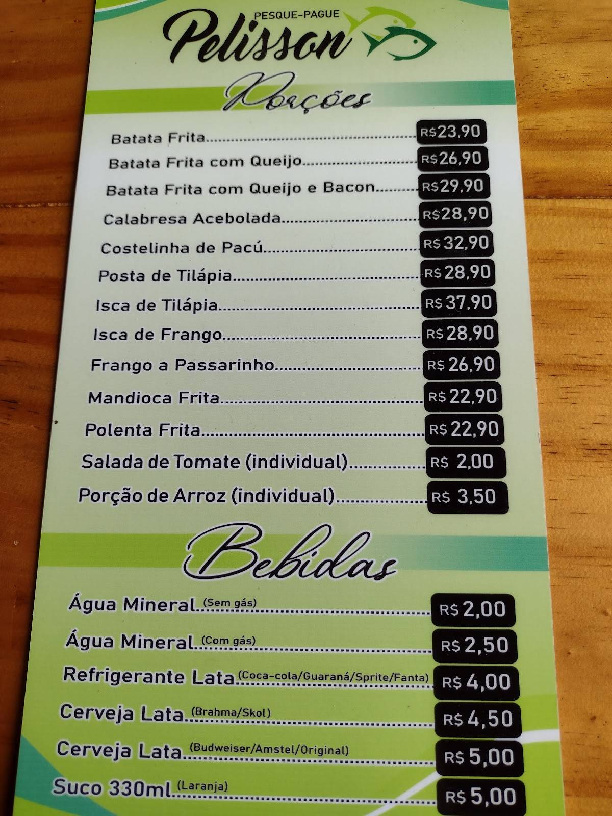 Pelisson PesquePague cardápio