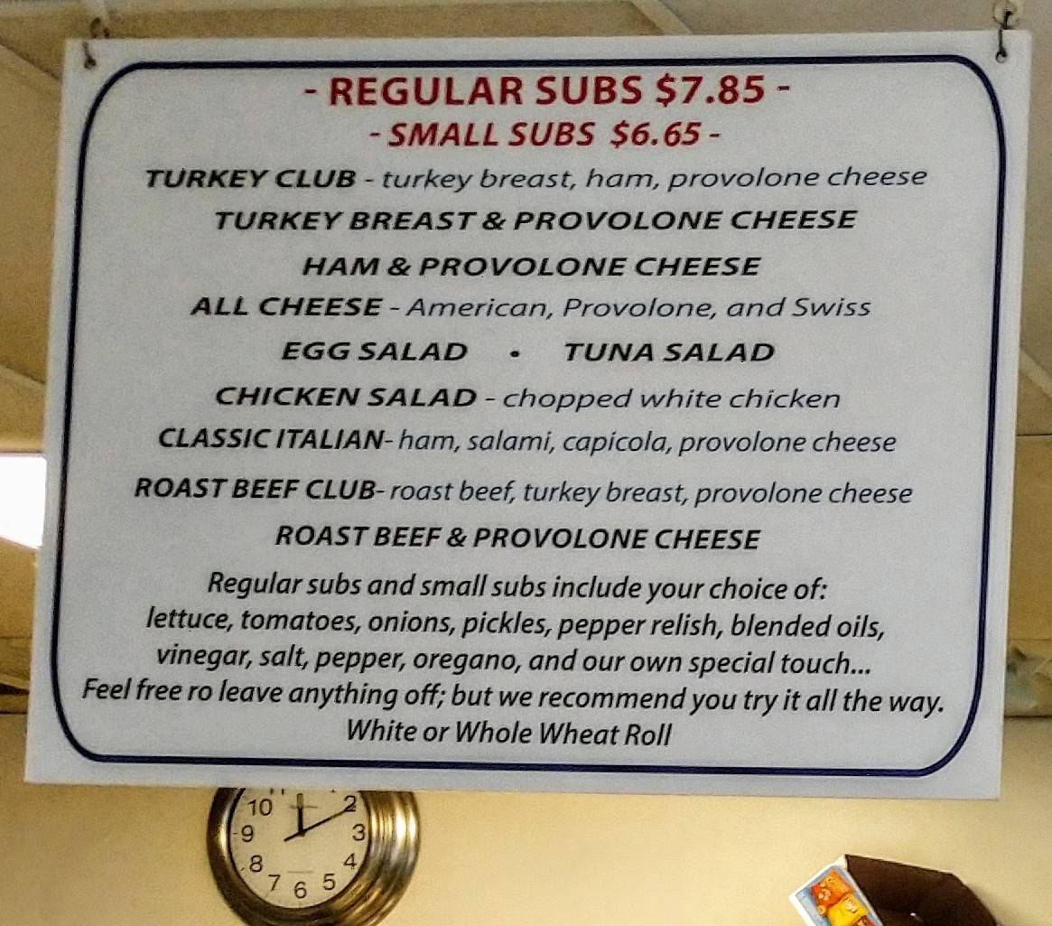 Menu at Penny Hill Subs restaurant, Vero Beach, Old Dixie Hwy