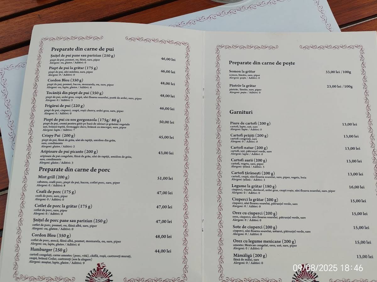 Menu de Pensiunea Play