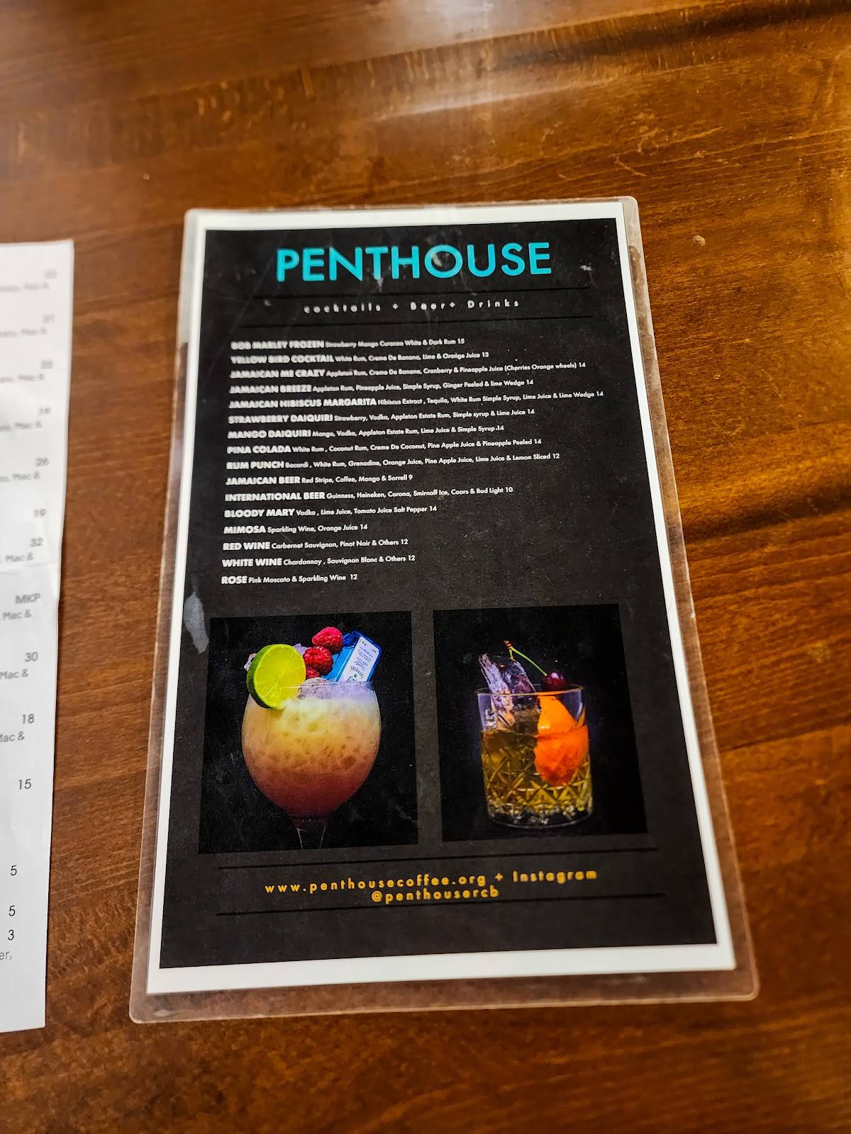 Menu at Penthouse Caribbean Restaurant Cafe & Bar, Denver - Unique Penthouse Studios With Skilled Deviations Menu Photo