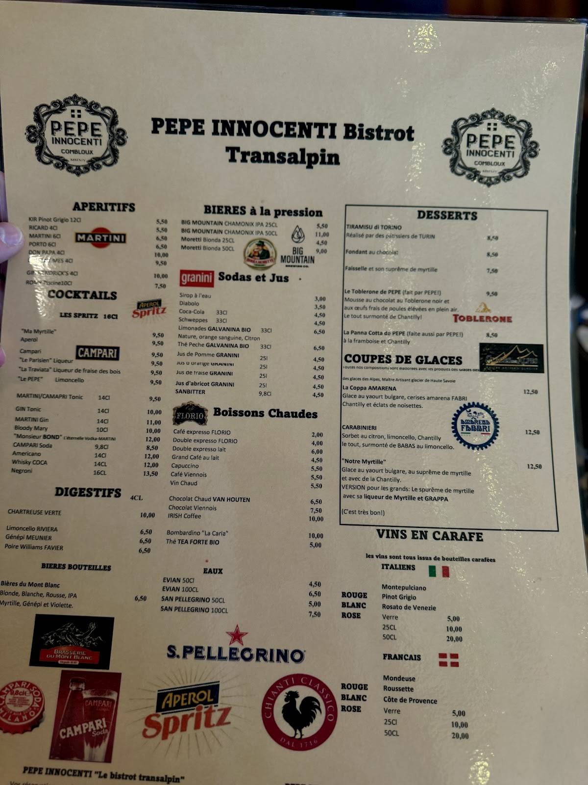 Menu de Pepe Innocenti