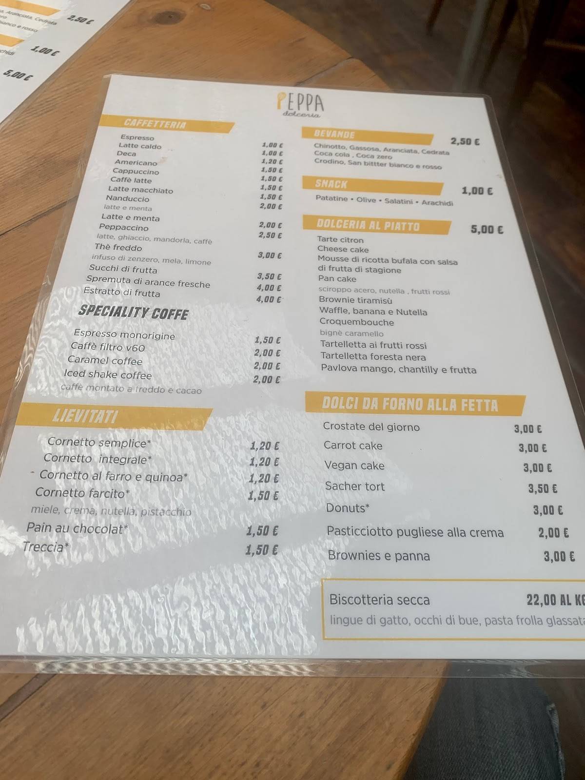 Menu di Peppa Bistrot 