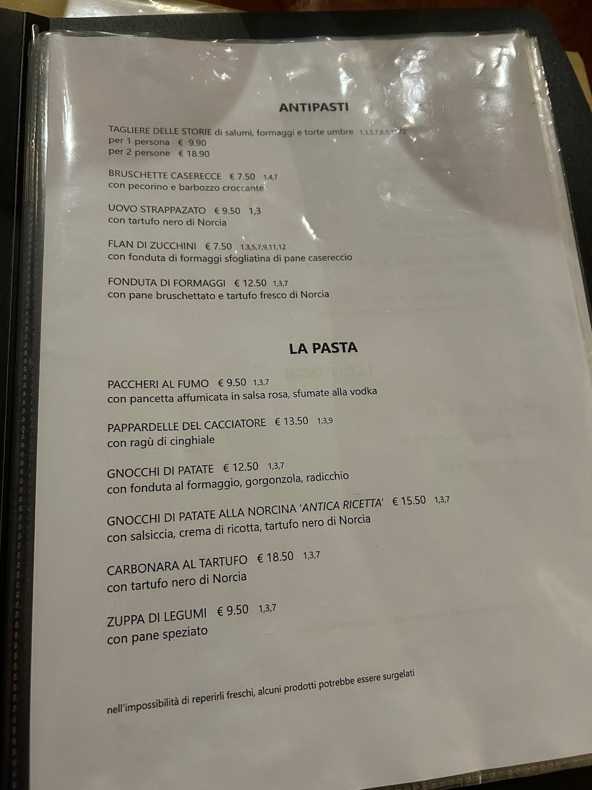 Menu di Storie Perugine 