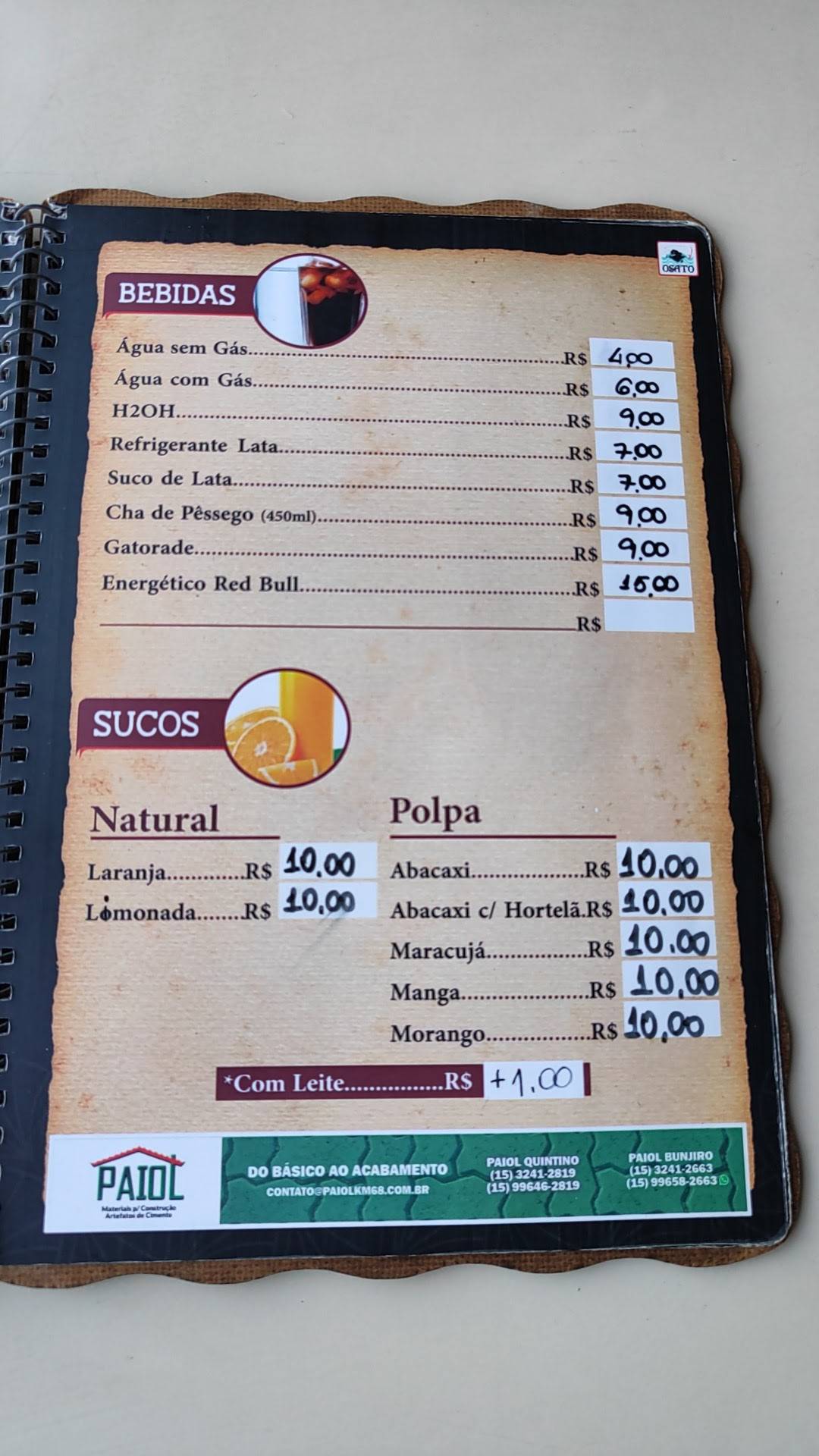 Pesqueiro Osato ibiuna cardápio