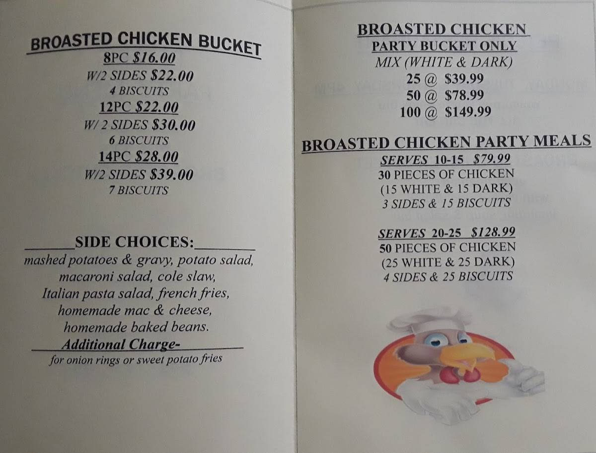 Menu at Peter's Restaurant, Port Charlotte