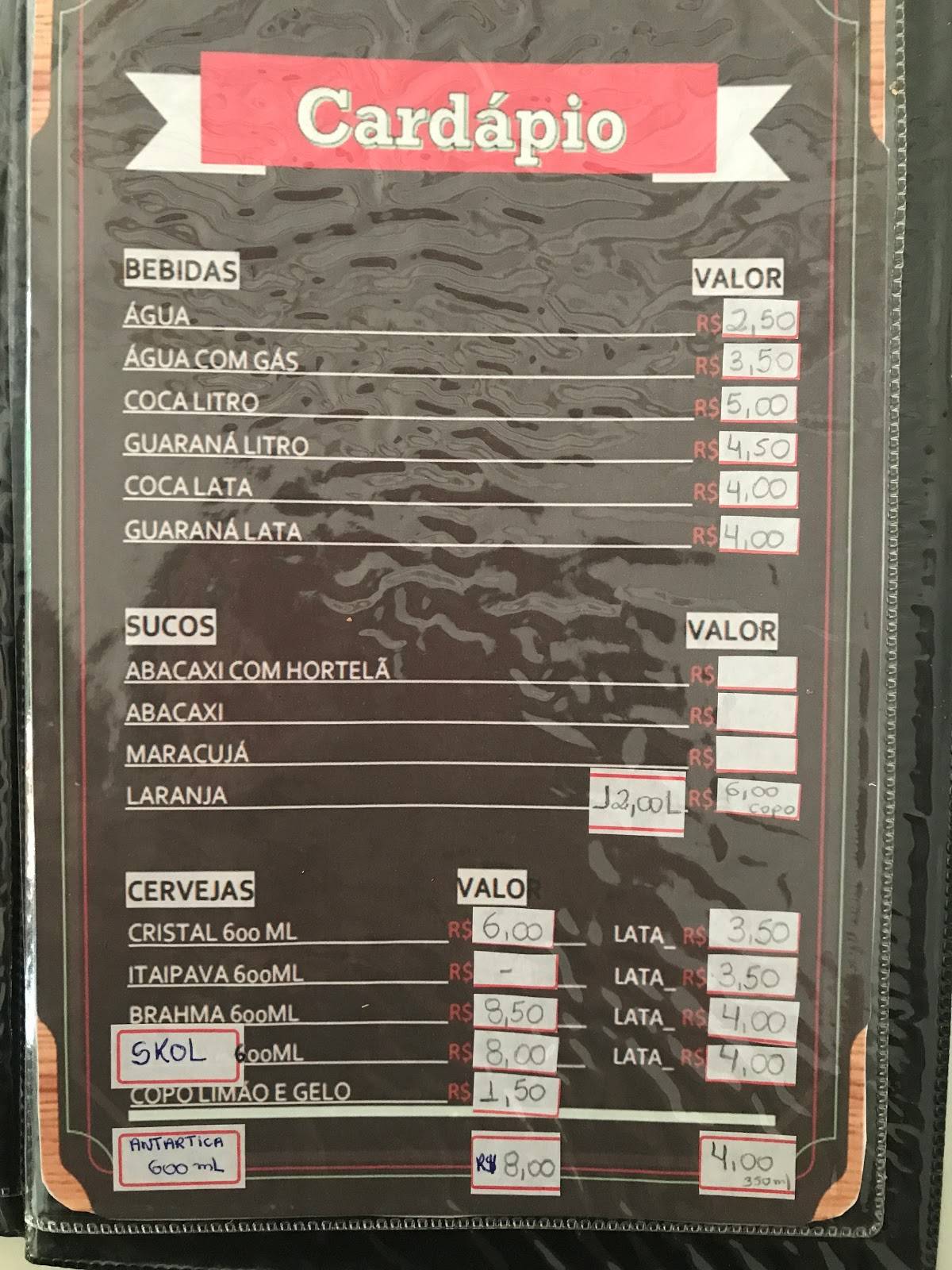 Petiscaria Fialho Sabores cardápio