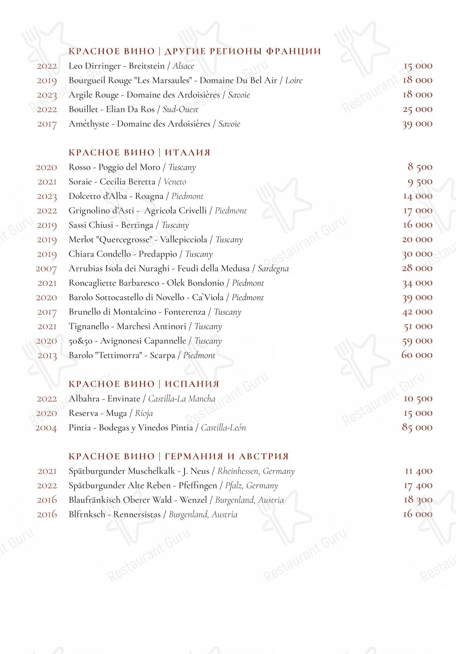 Menu pour Phantom - Menu