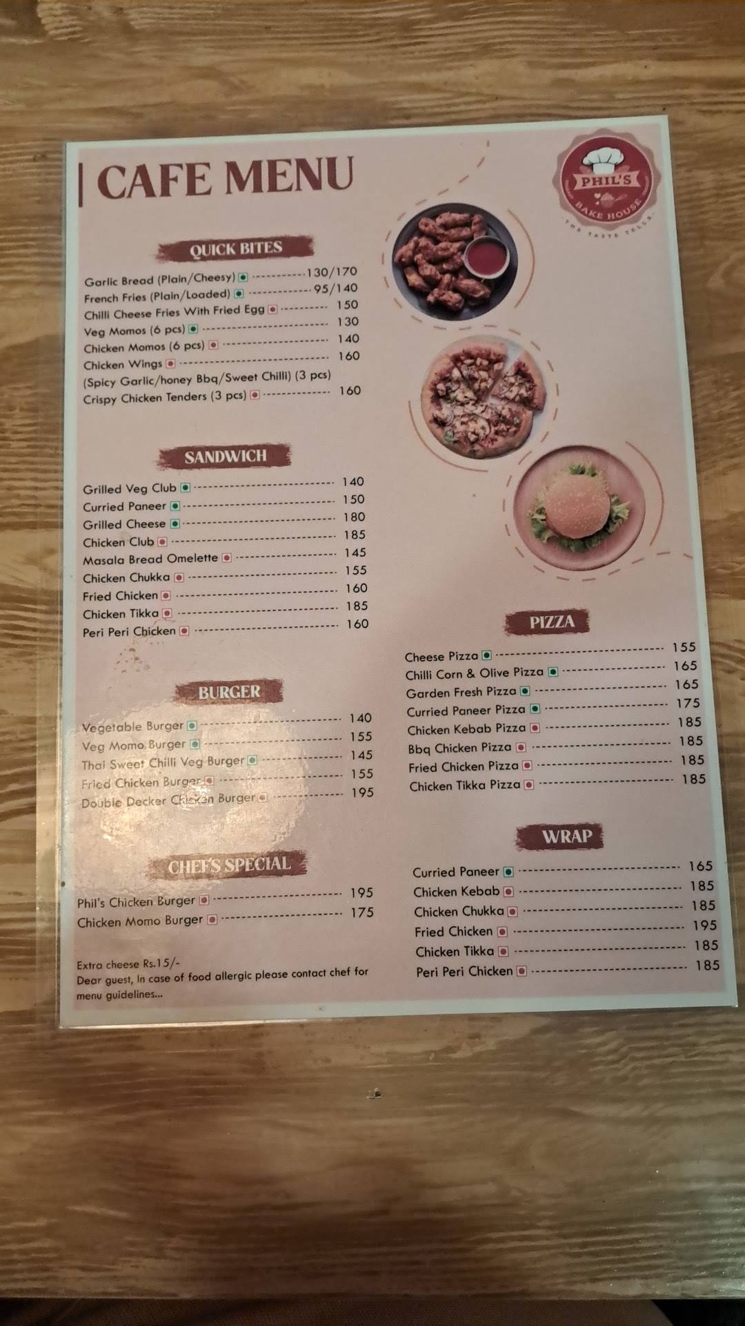 Phil’s Bake house (Bakery & Cafe) menu