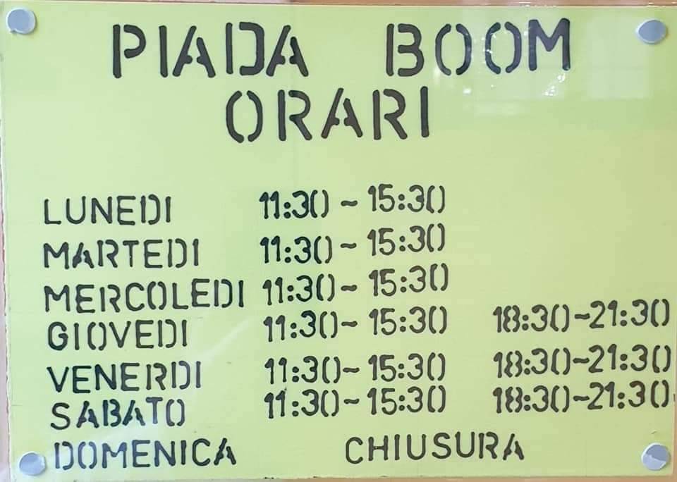 Menu di Piada Boom 