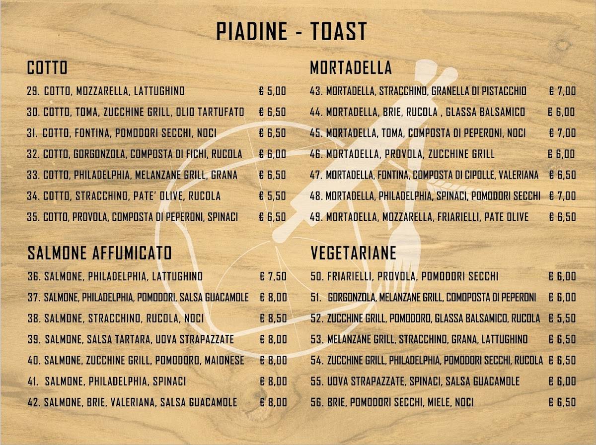 Menu di Piada Tosta 