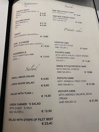 Menu de Piano Bar-Cafe-Restaurant