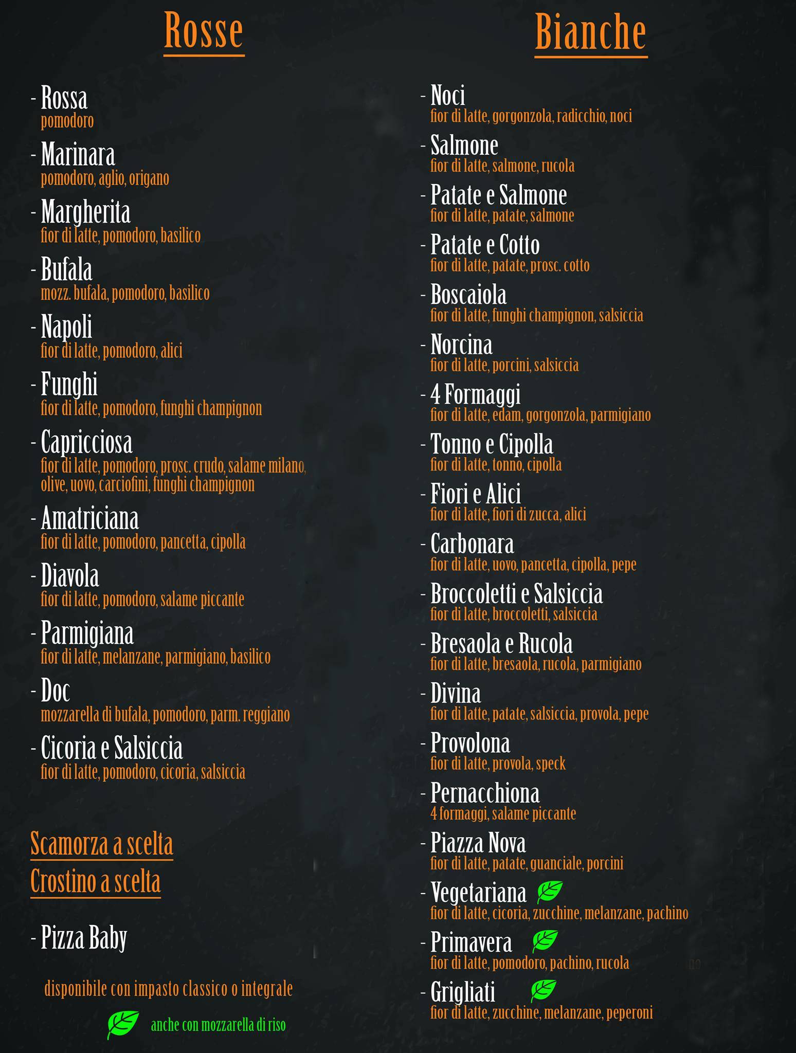 Menu di Piazza NOVA PIZZERIA 