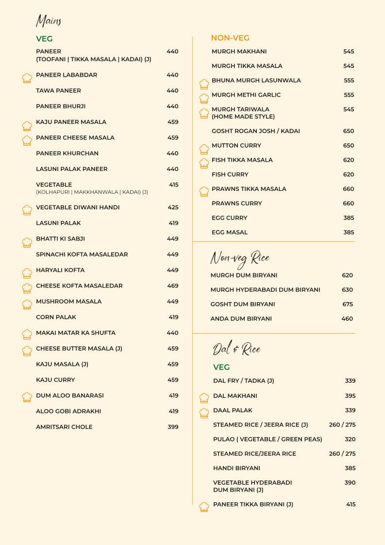 Picaso The Master Chef menu