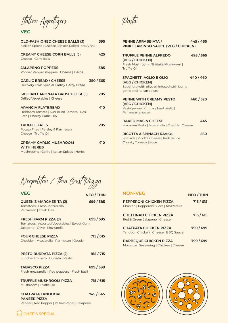 Picaso The Master Chef menu