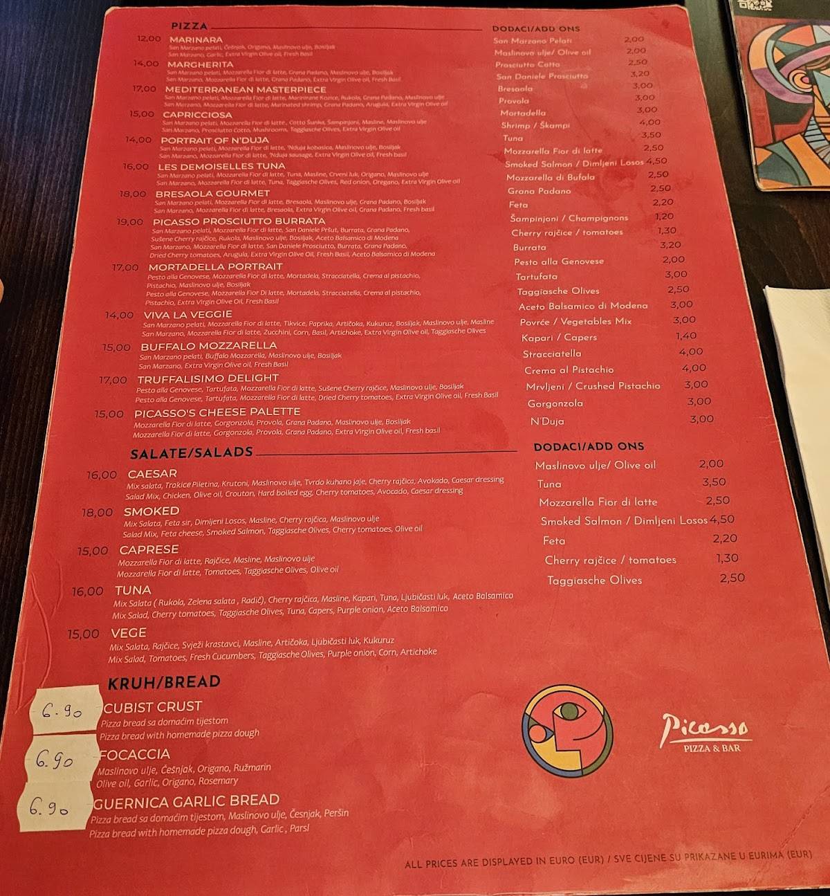 Menu di Picasso Pizza&Bar 