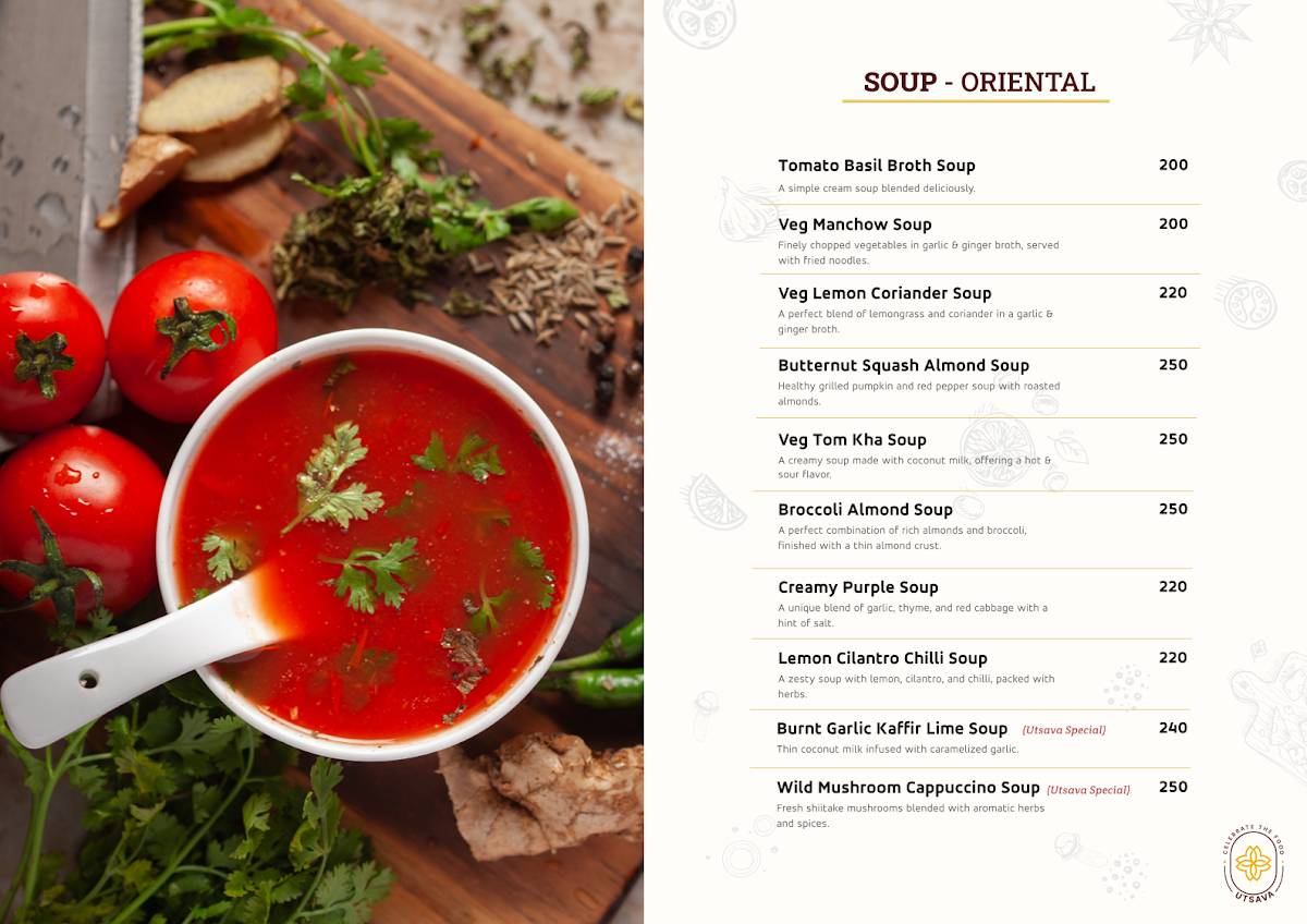 UTSAVA Pure Veg Family Restaurant Fine Dine menu