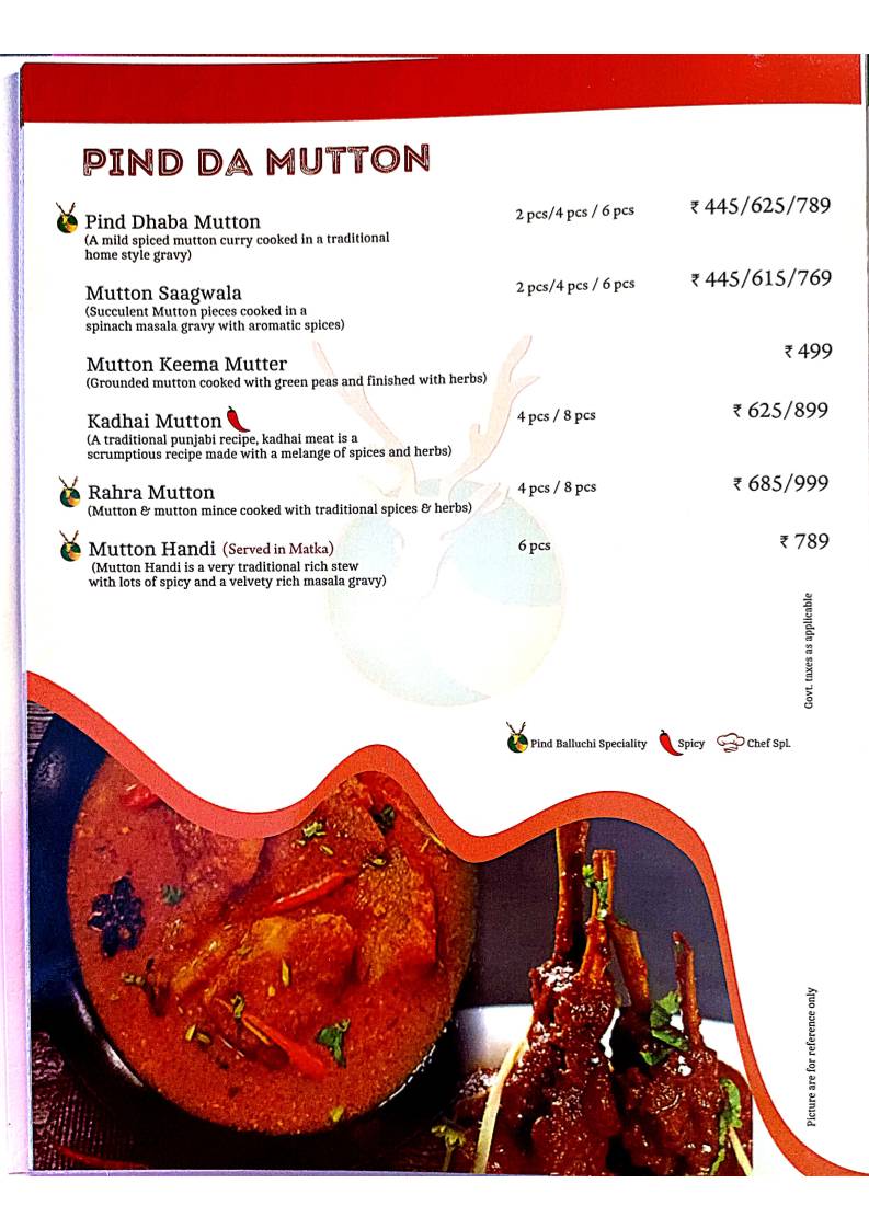 Pind Balluchi - Family Restaurant in Kanpur, Best Family Restaurant in kanpur menu