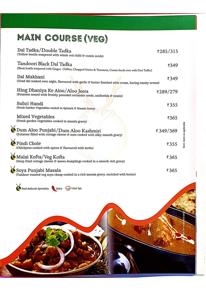 Pind Balluchi - Family Restaurant in Kanpur, Best Family Restaurant in kanpur menu
