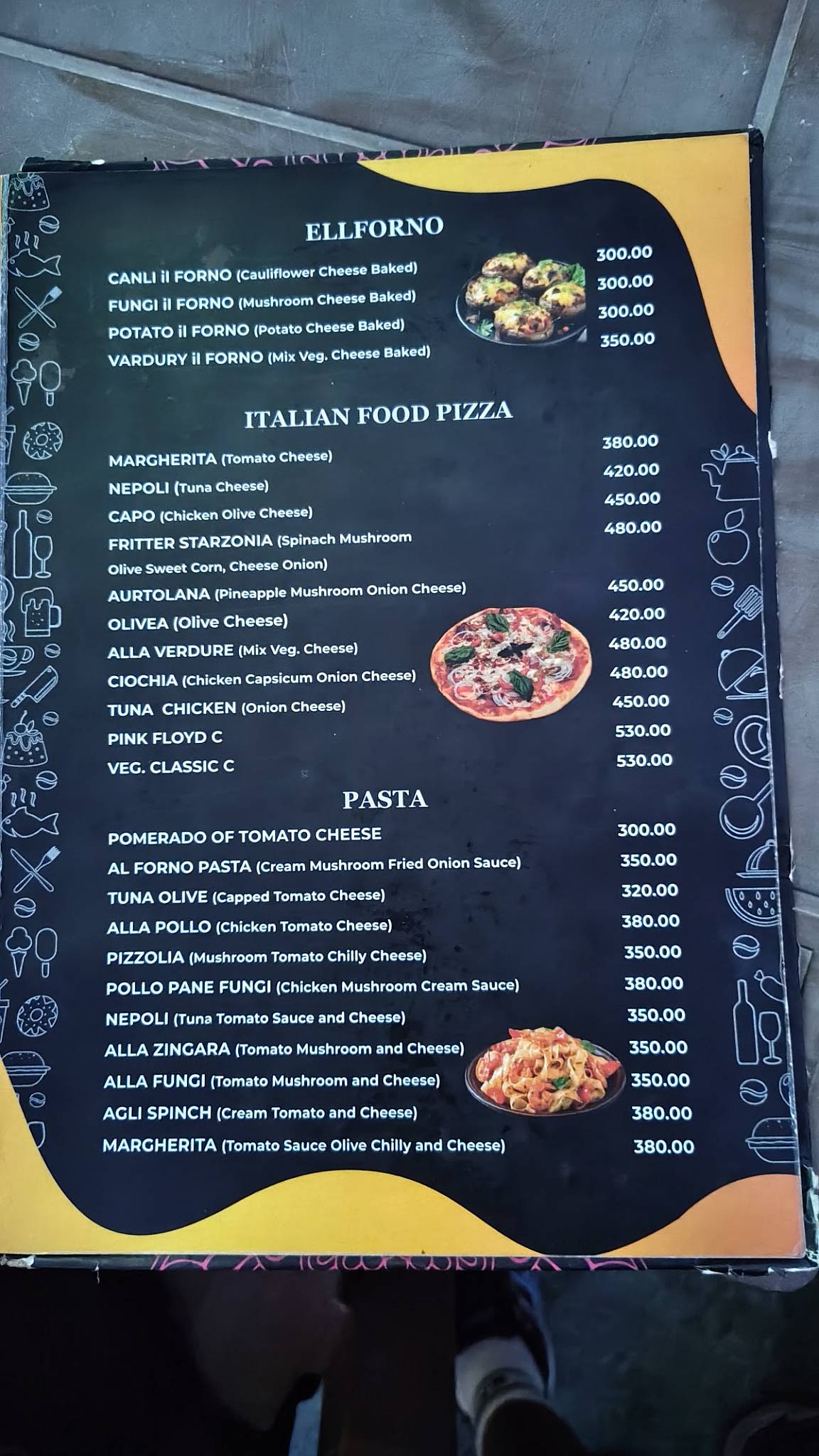 Pink Floyd Cafe Tosh menu