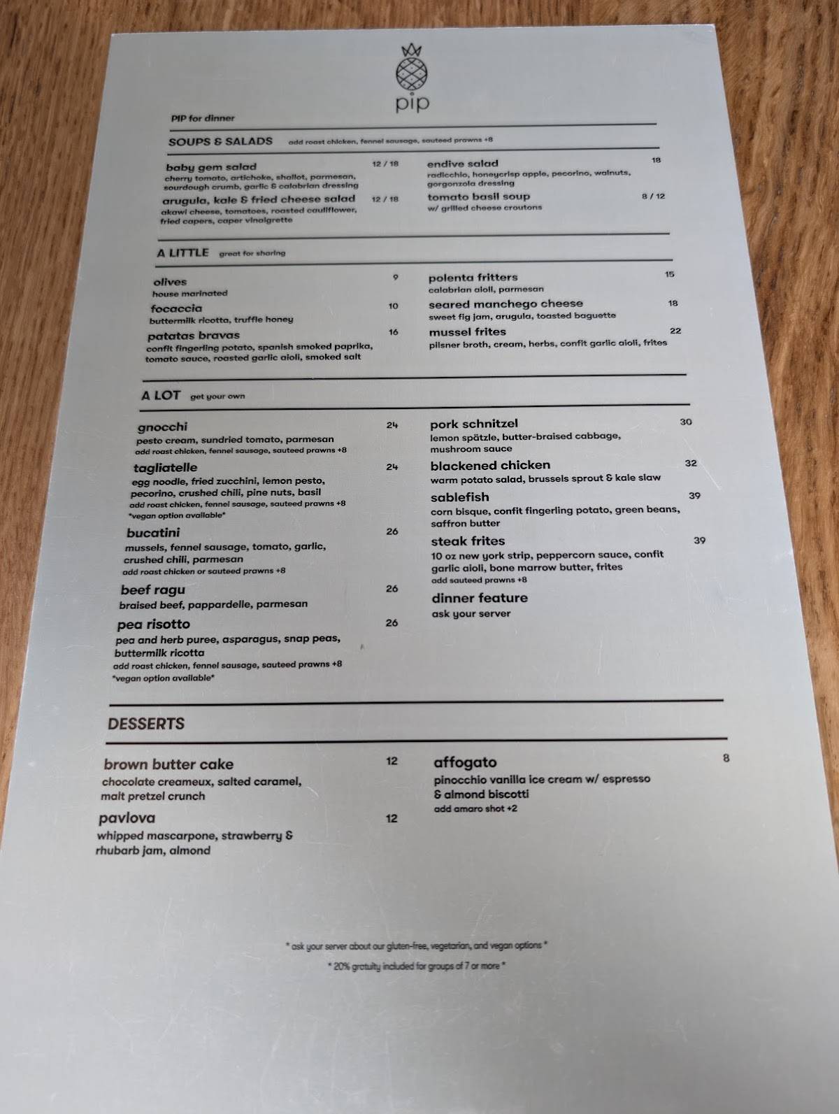 Menu de Pip