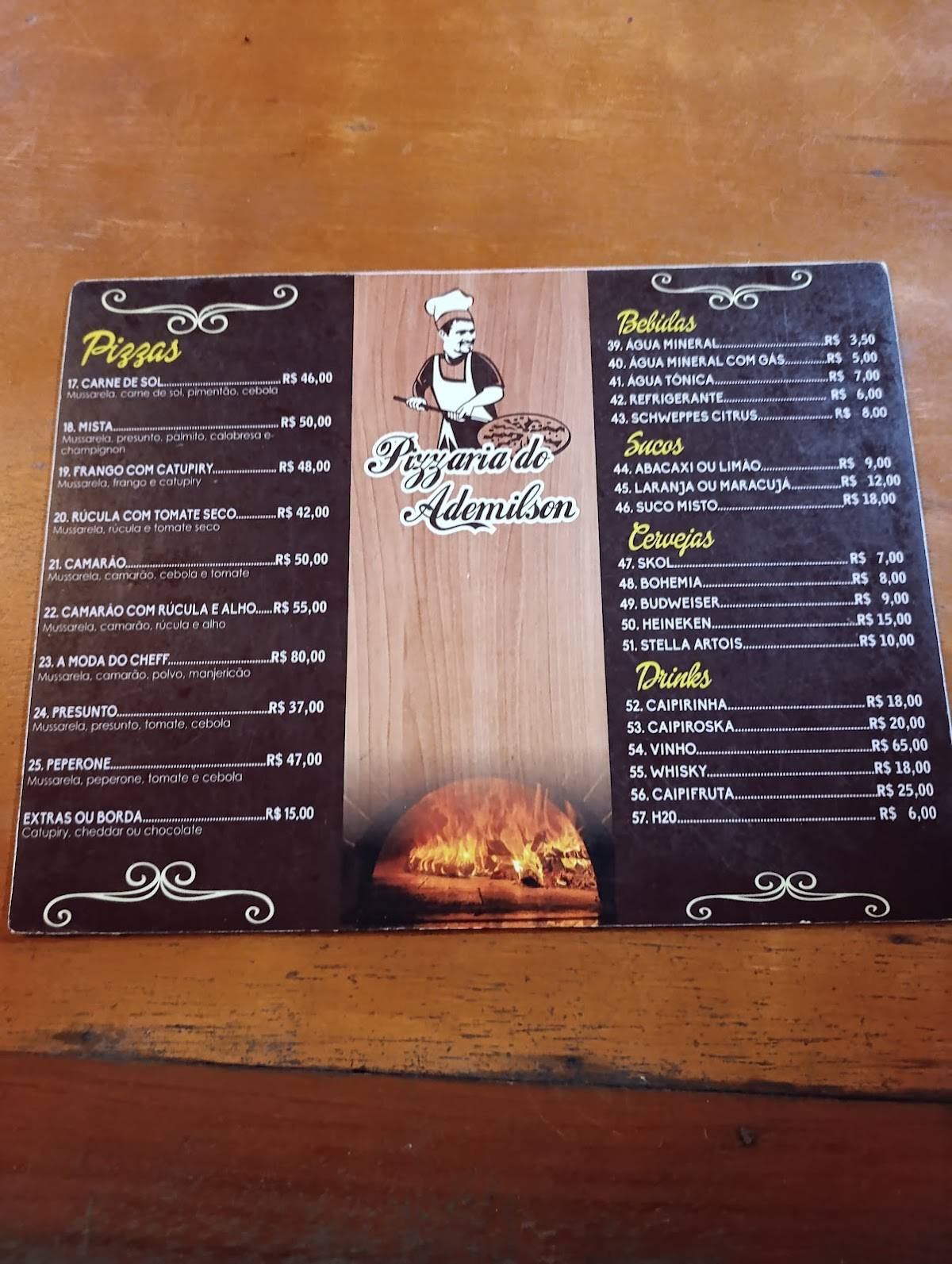 Pizzaria do Ademilson cardápio