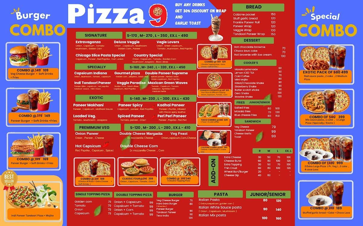 Pizza 9 menu