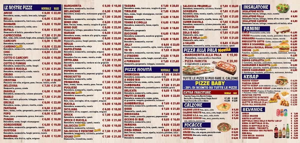 Menu di Pizza Chic 