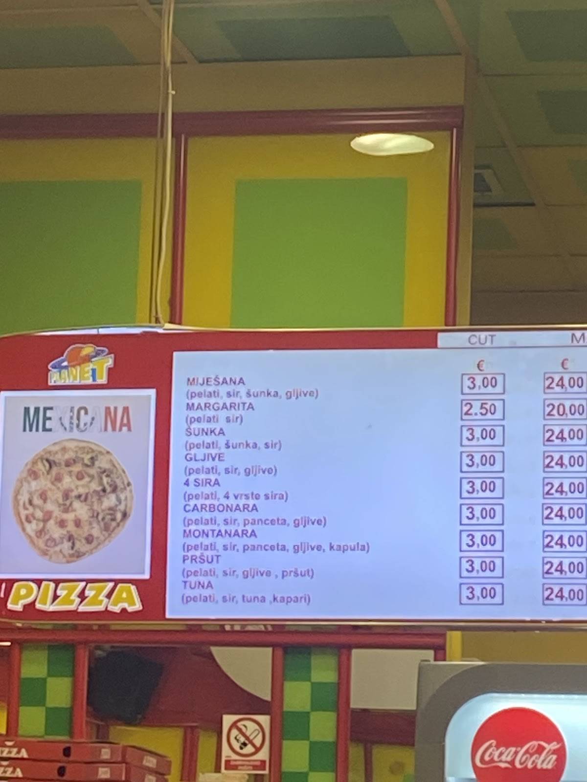Menu di Pizza Cut Planet 