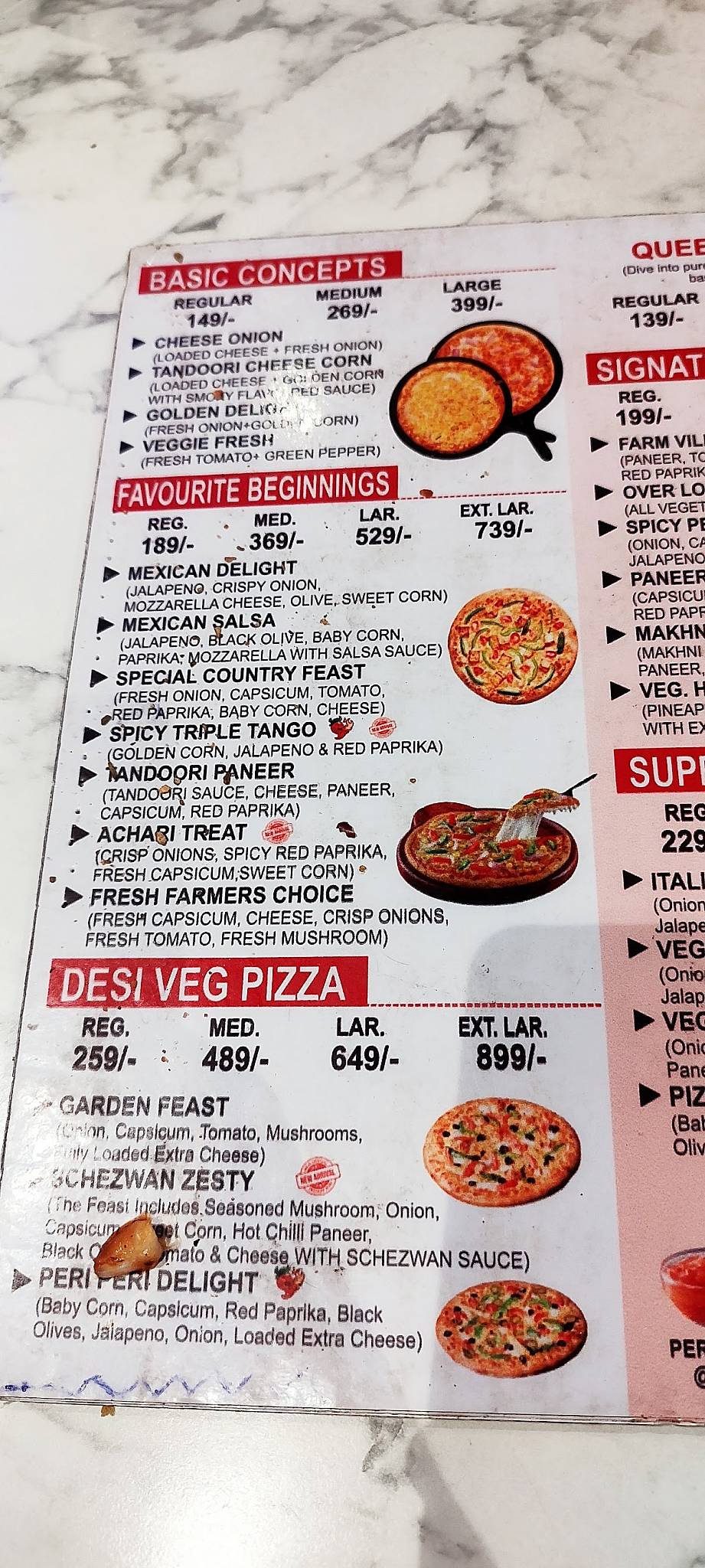 Pizza Galleria Patel Nagar menu
