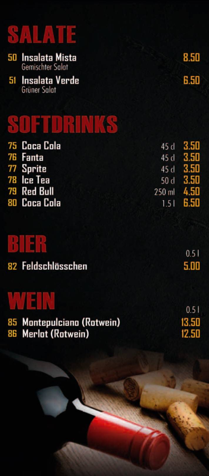 Menu di Pizza Kurier Armando Kreuzlingen 