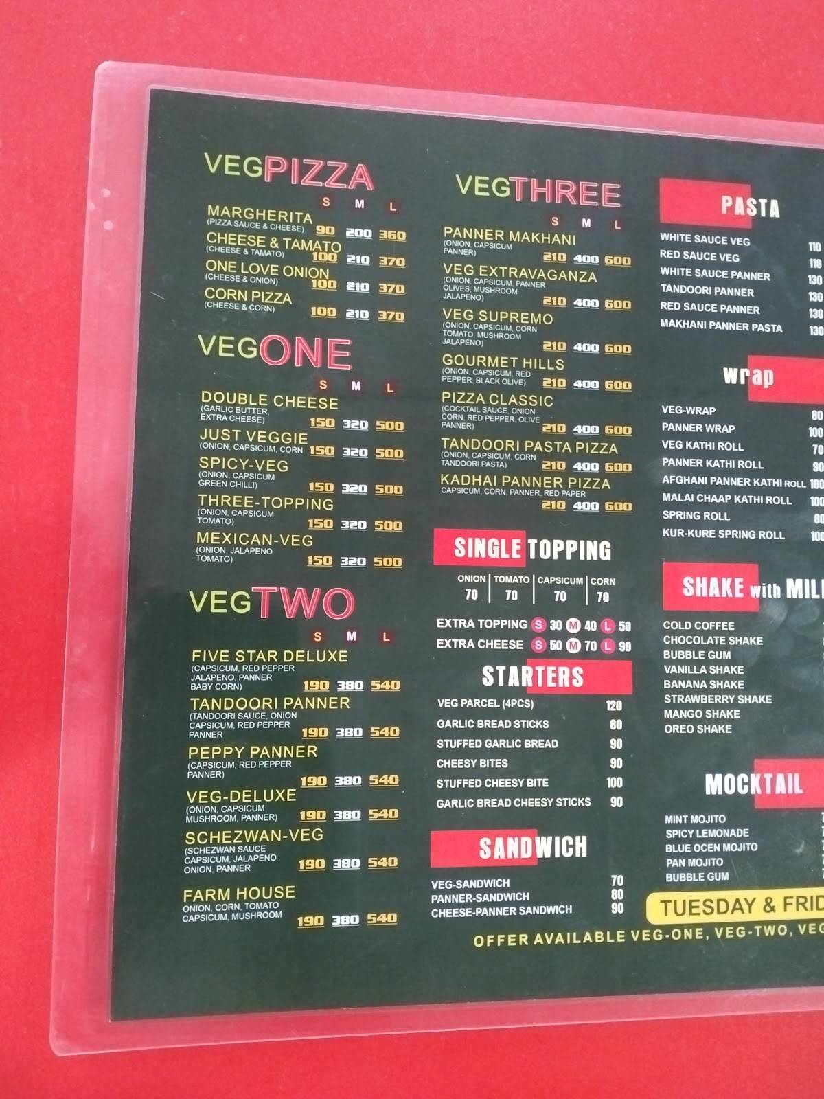 Pizza bites menu
