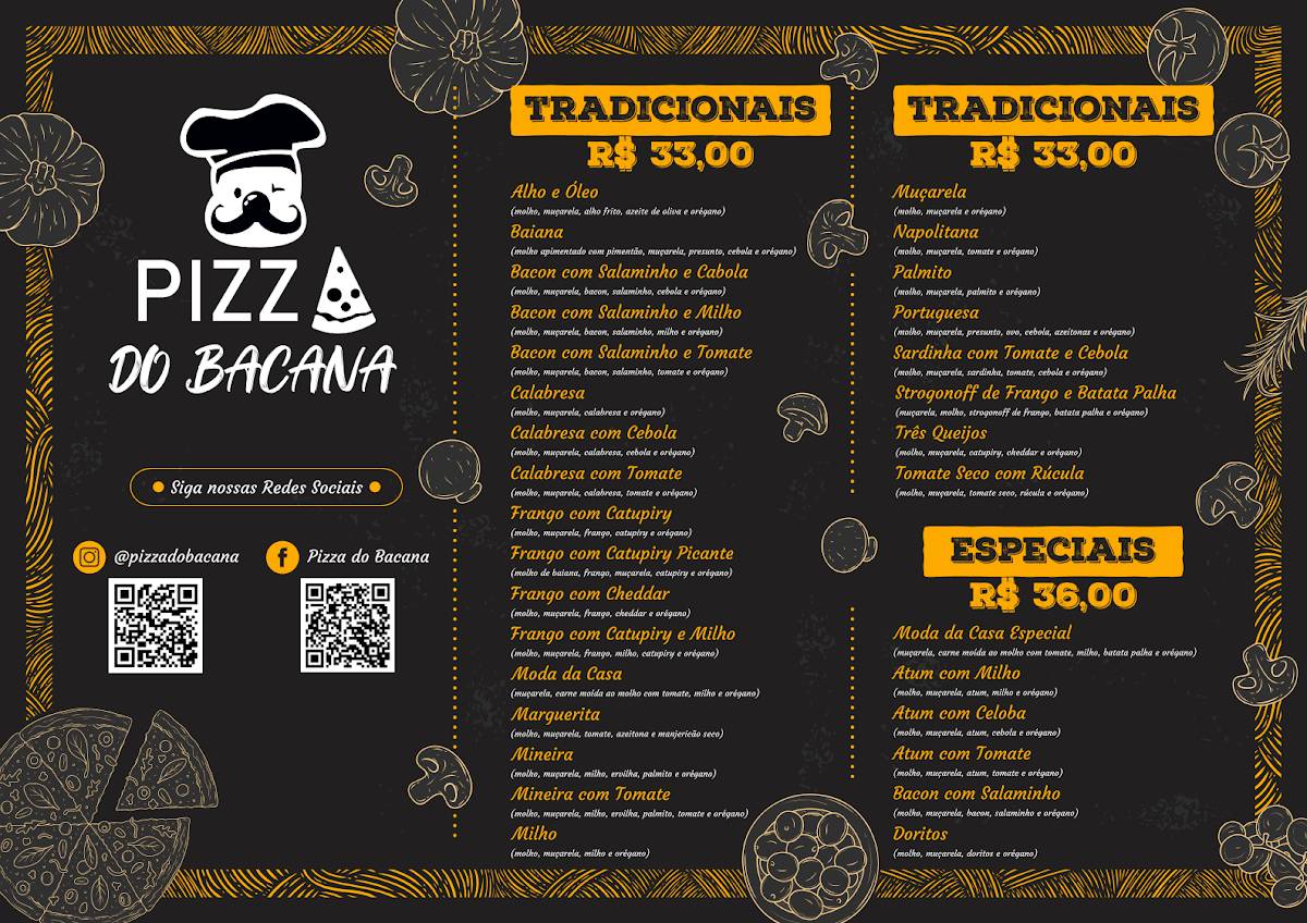 Pizza do Bacana cardápio