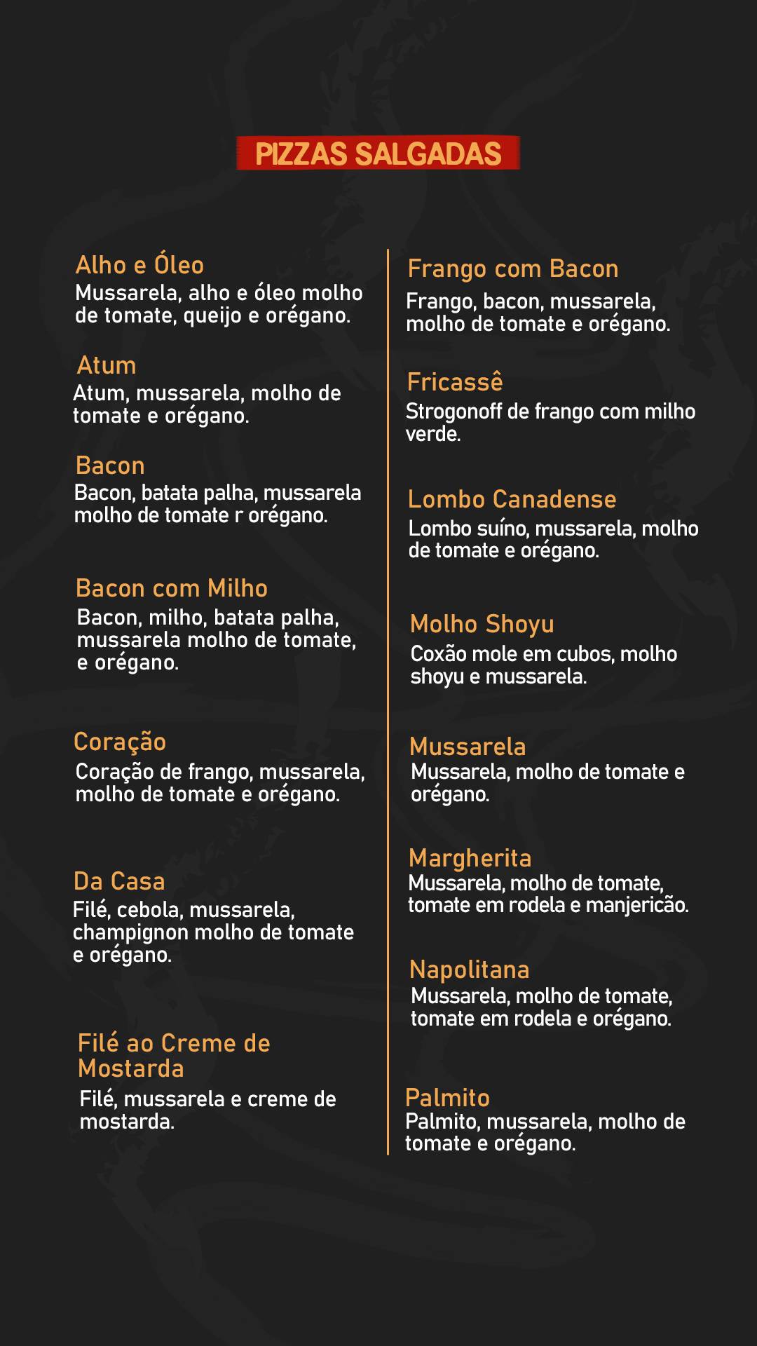 Pizza do Edson cardápio