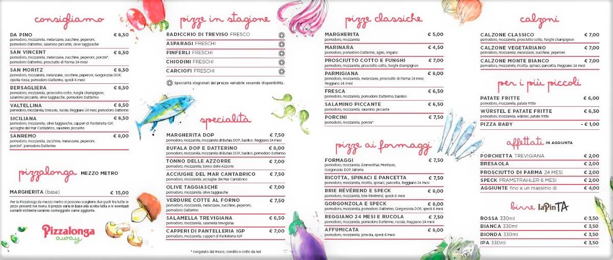 Menu di Pizzalonga Away Piove di Sacco 