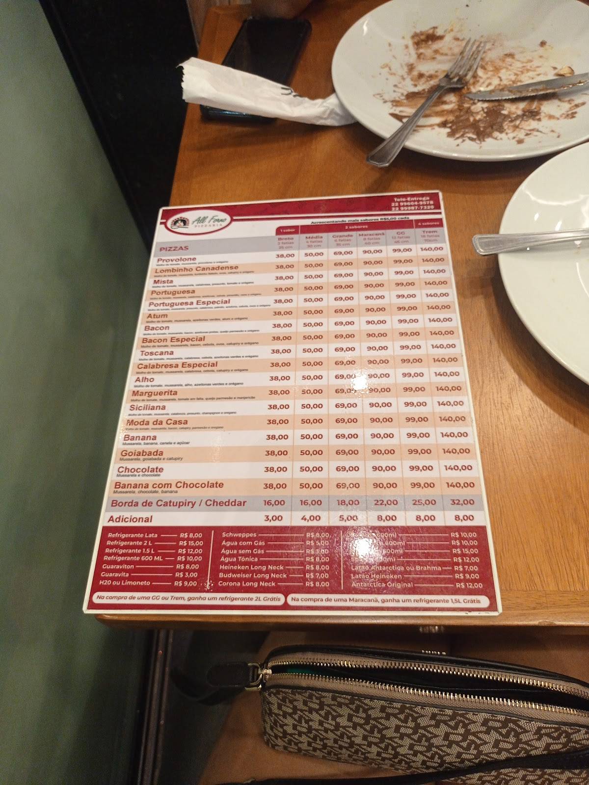 Pizzaria All Forno cardápio