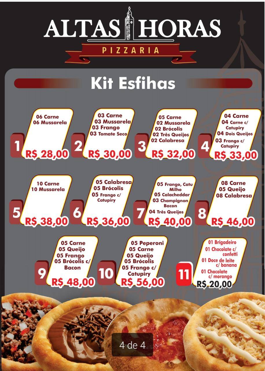 Pizzaria Altas Horas cardápio