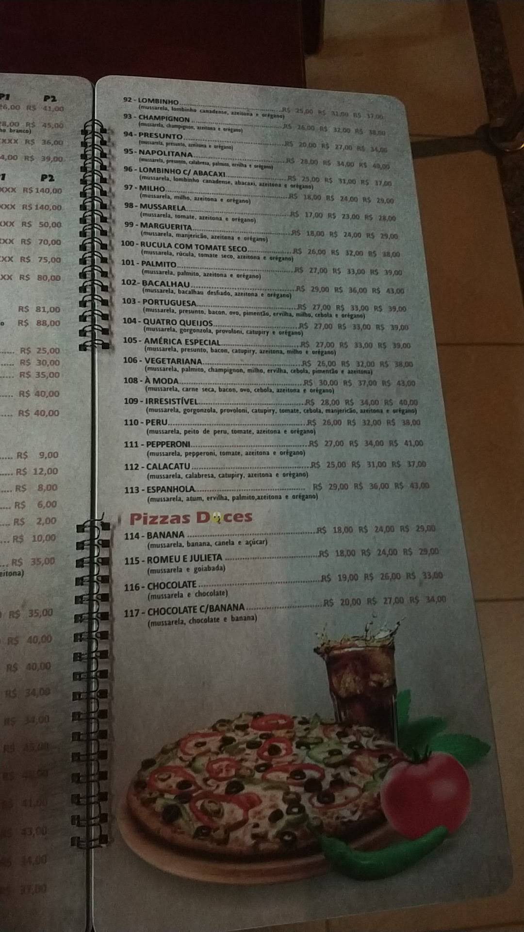 Pizzaria America cardápio